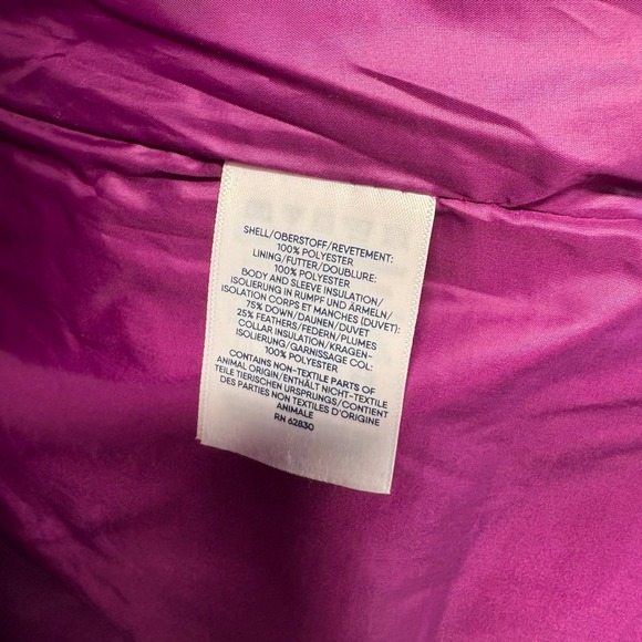 Lands End Down Puffer Jacket Womens XL Tall Magenta Pink Full Zip Pockets - Picture 7 of 15
